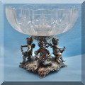S50. Glass bowl with .800 silver cherubs stand. 
